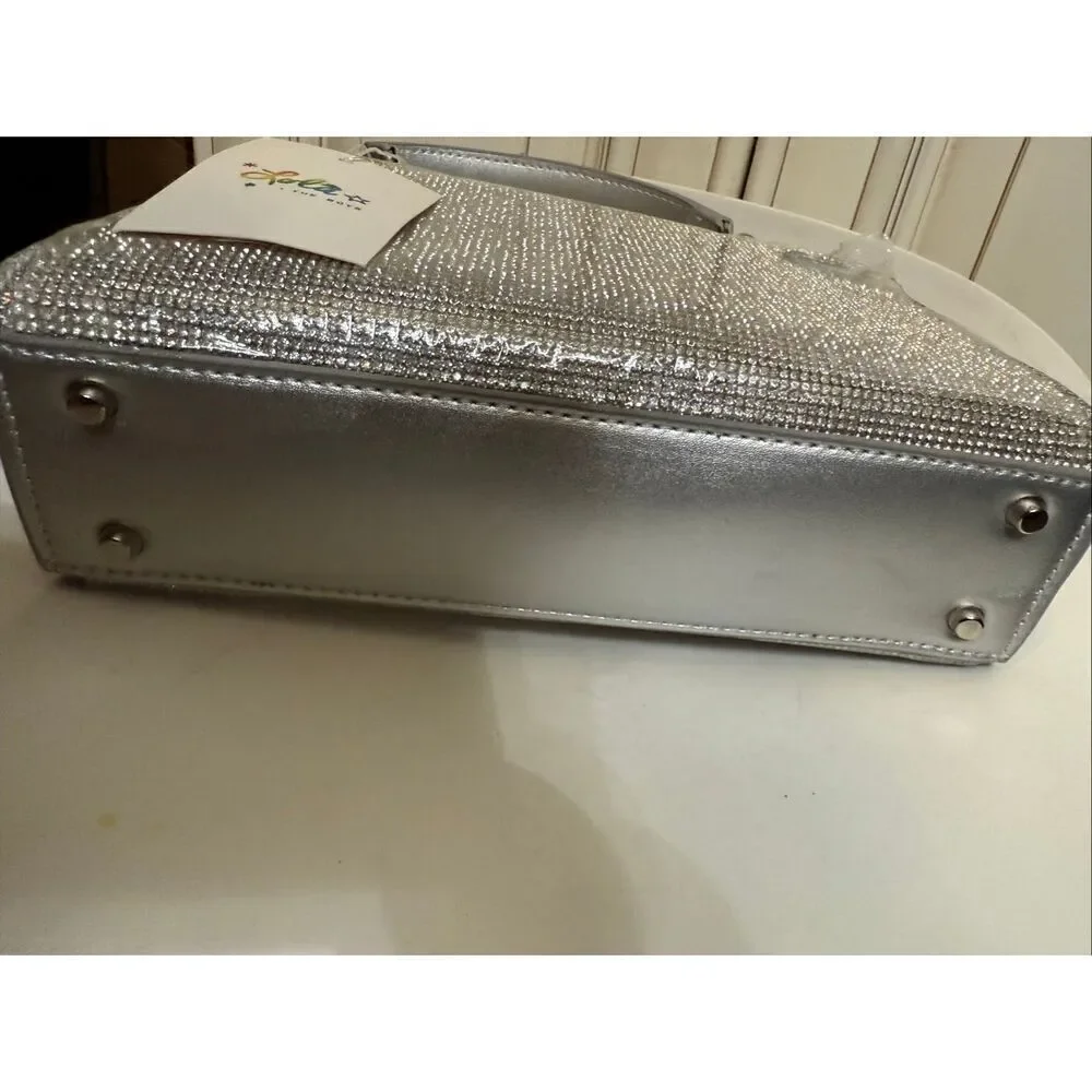 Lola+The Boys Women's Rhinestone Crystal Dream Evening Purse Silver OS NWT
